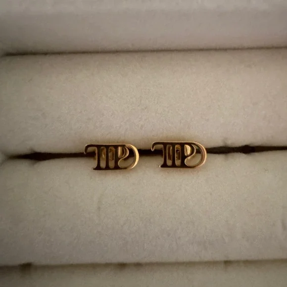 Taylor Swift TTPD Era Gold Stud Earrings • “TTPD” Typography - Picture 1 of 2